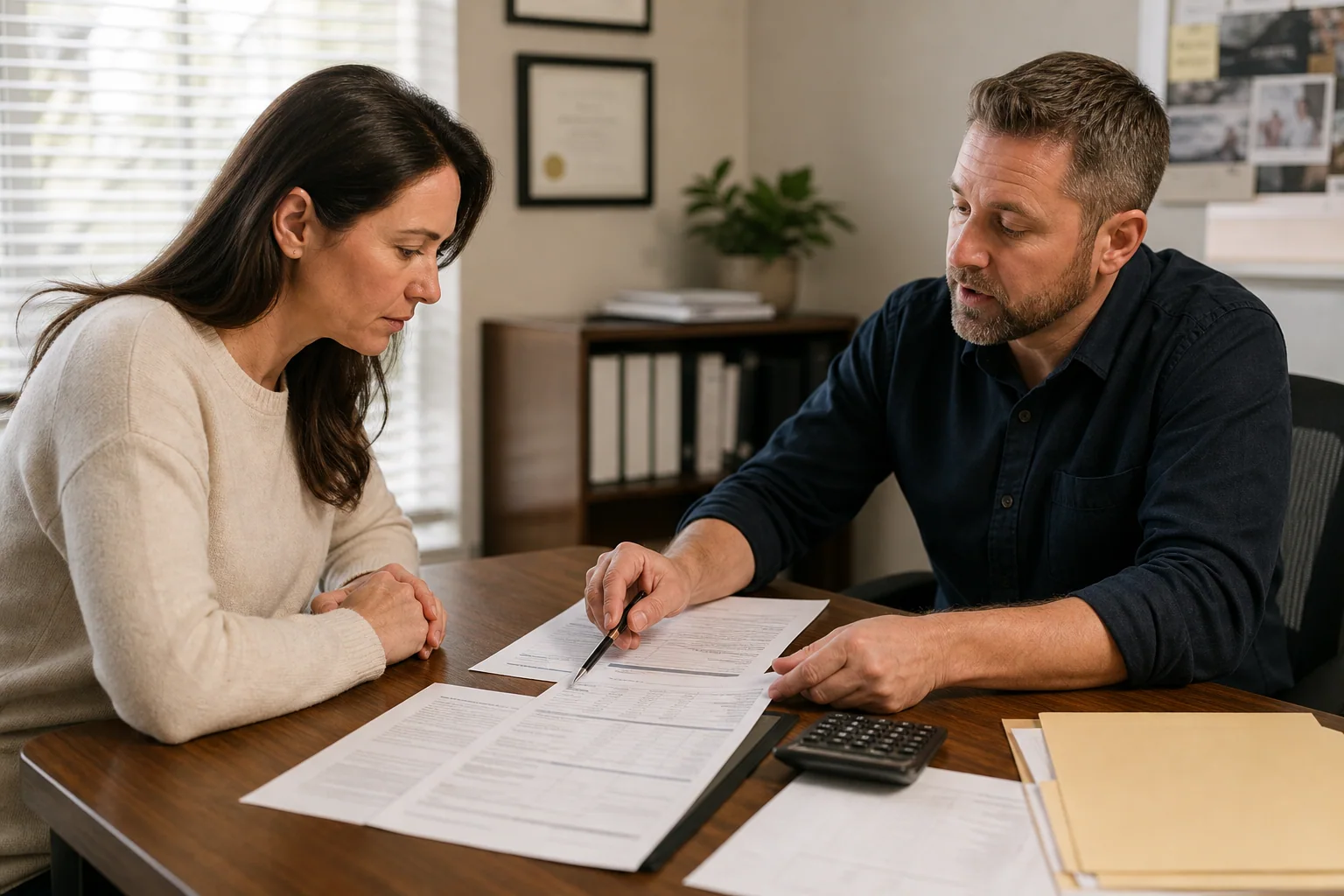 Investigator explaining a retainer agreement and itemized billing to a New York client