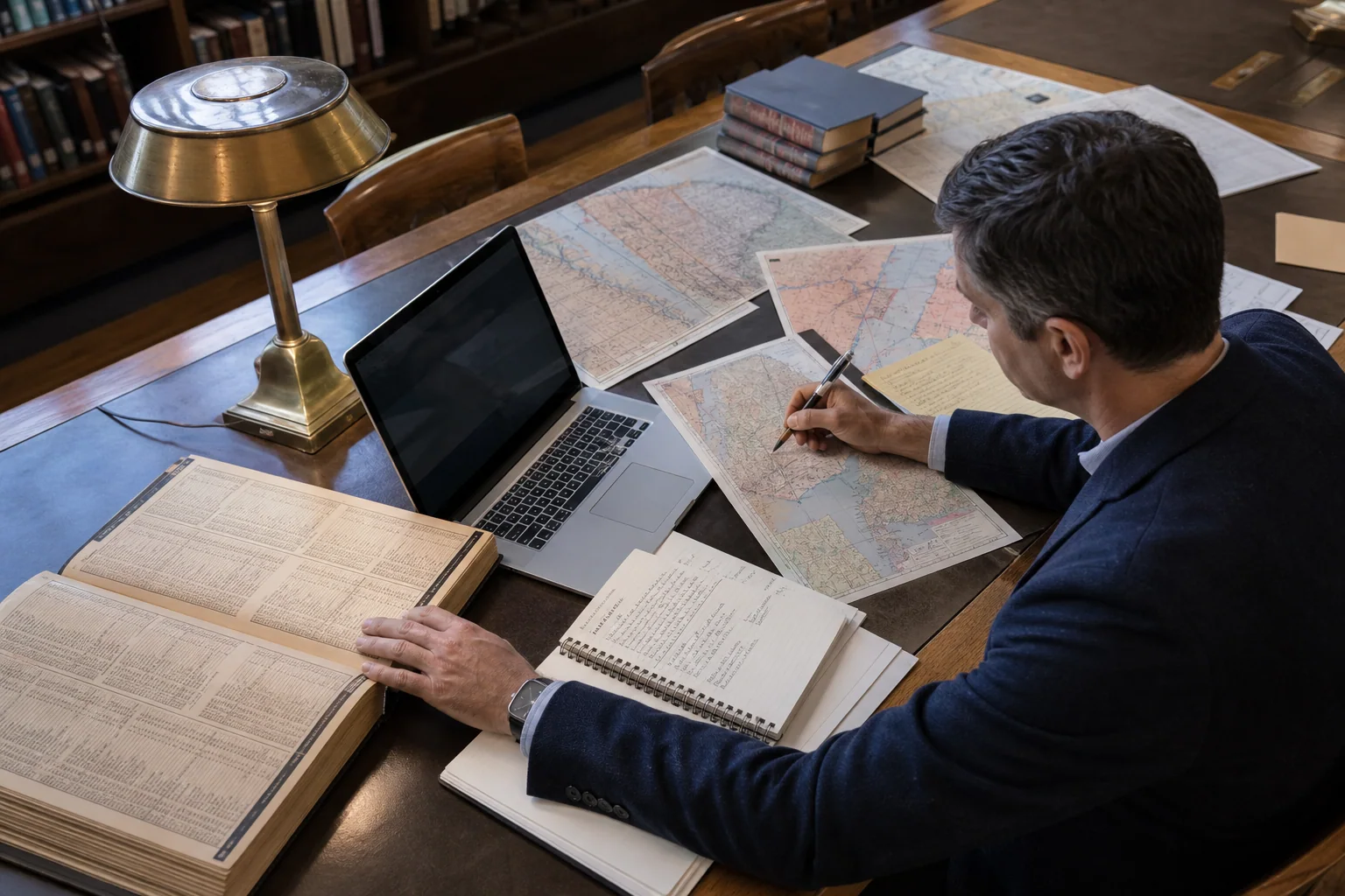 Skip tracing investigator reviewing address records for a Harlem case