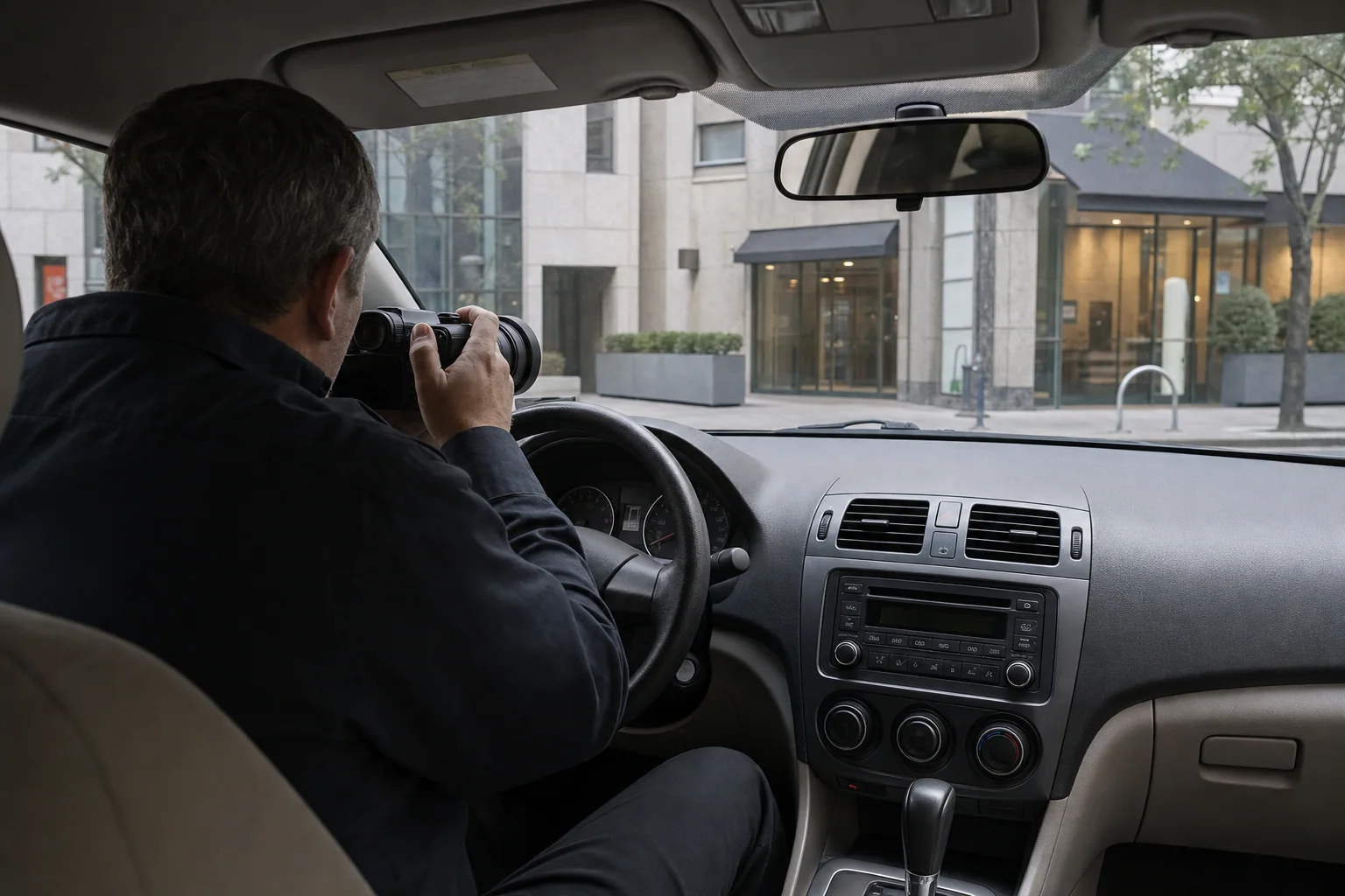 Licensed investigator conducting lawful surveillance for a Midtown West case