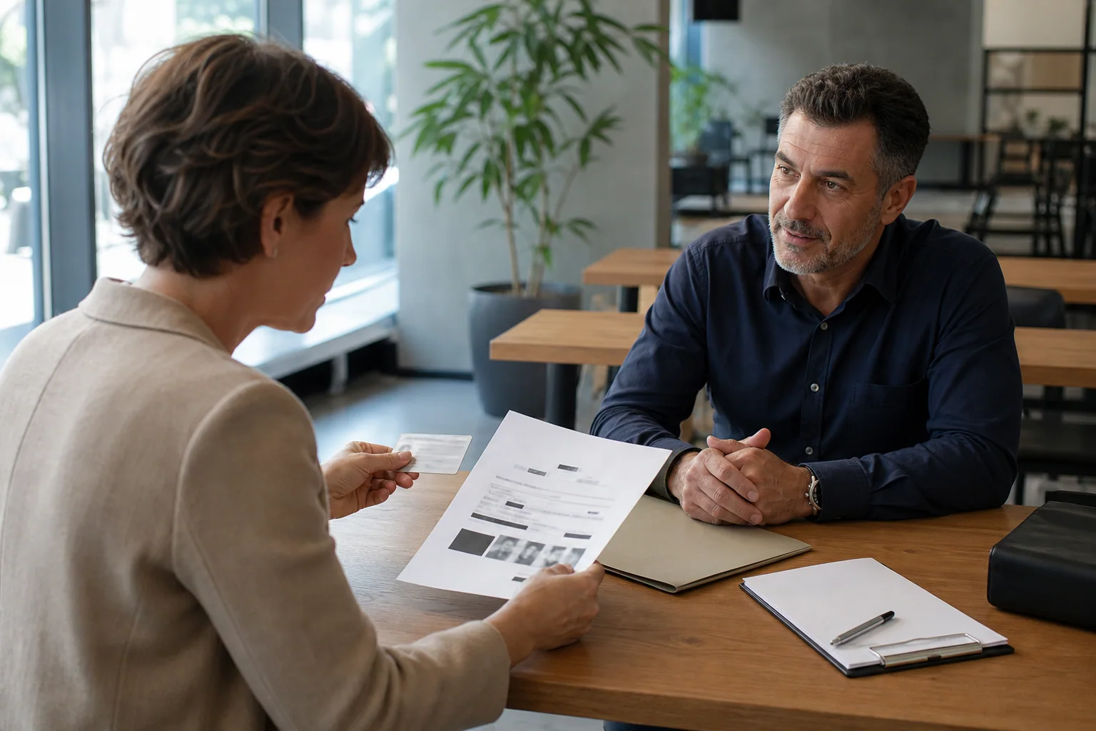 Client checking the credentials of a professional Manhattan private investigator