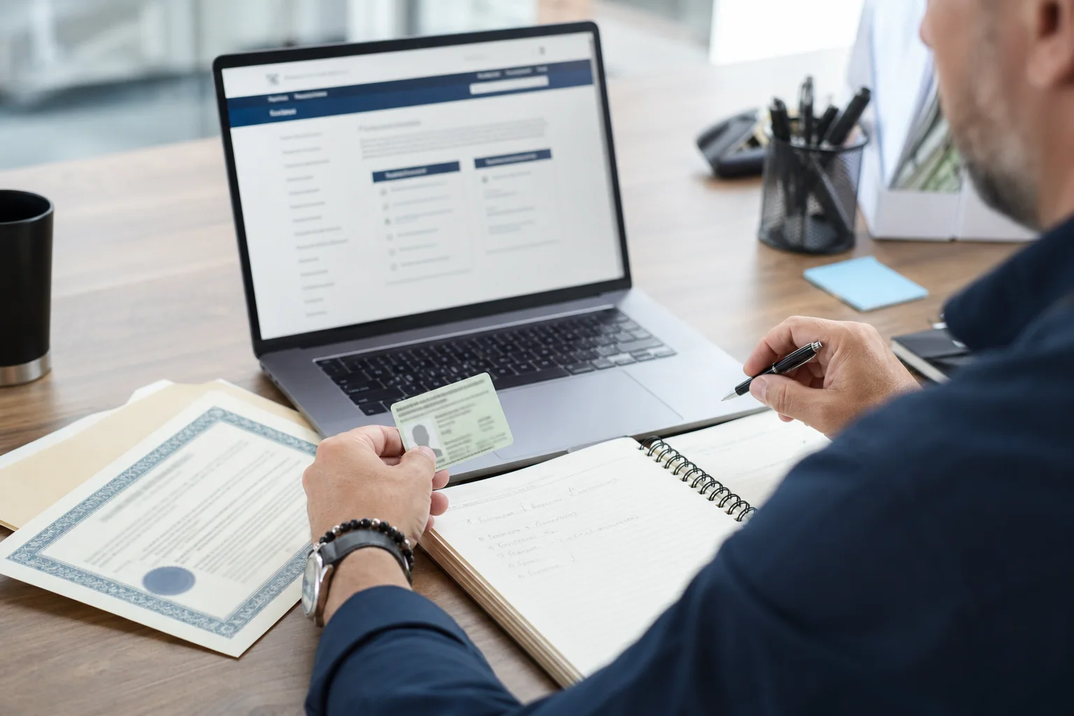 New York private investigator reviewing professional licensing documents
